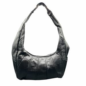 Vintage Genuine Leather Black Hobo Shoulder Bag Hecho en México made in Mexico